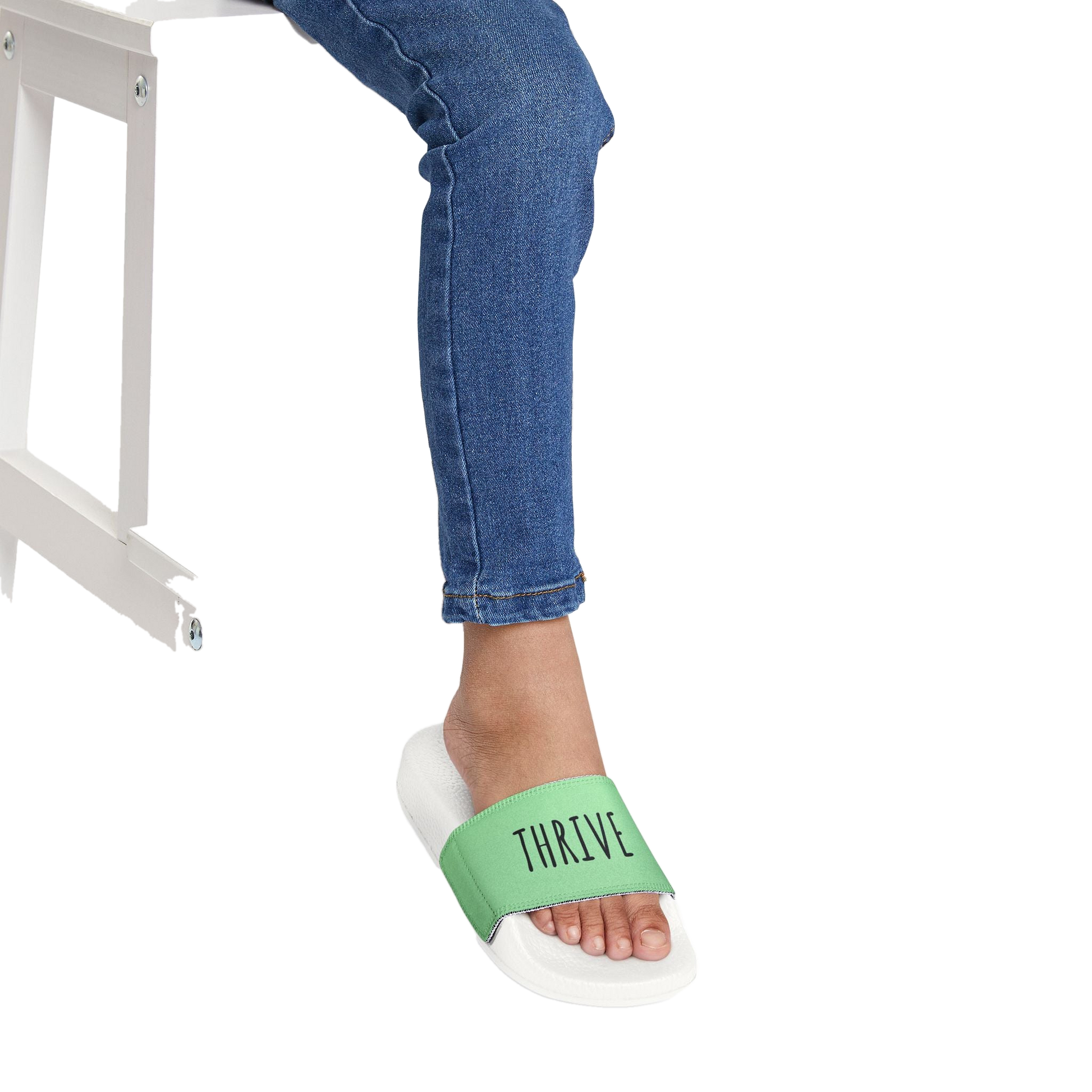 Nourish Typography Youth Slide Sandals | Minimalist Design