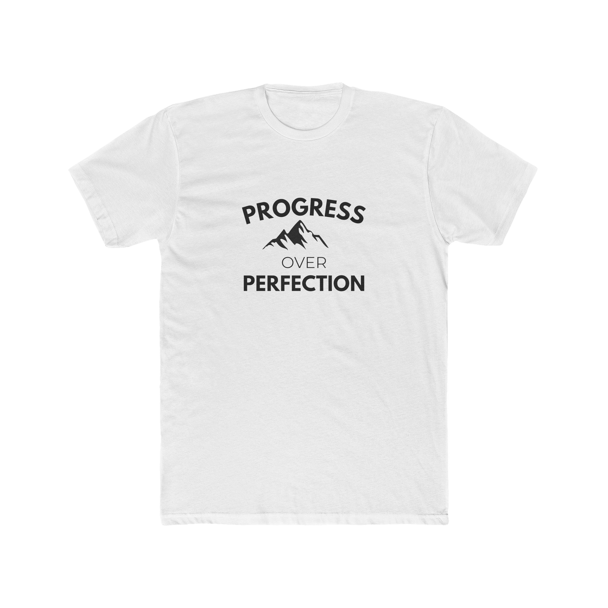 Progress Over Perfection Mountain Unisex Cotton Tee | Motivational