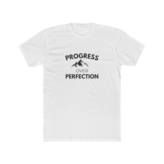 Progress Over Perfection Mountain Unisex Cotton Tee | Motivational