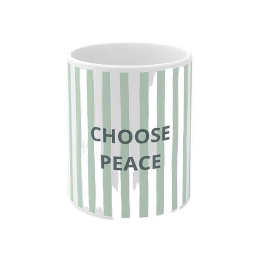 Peace Quote Ceramic Mug | Minimalist Striped Gift