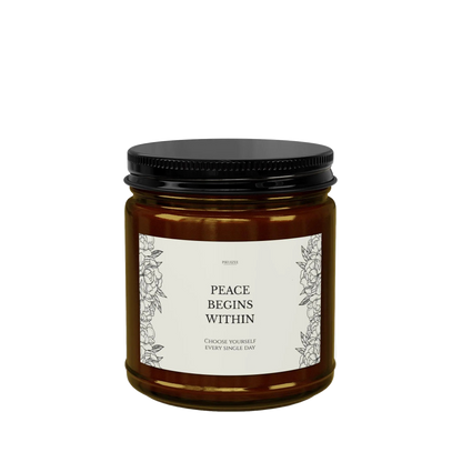 Peace Begins Within Soy Candle | Mindfulness Inspirational Gift