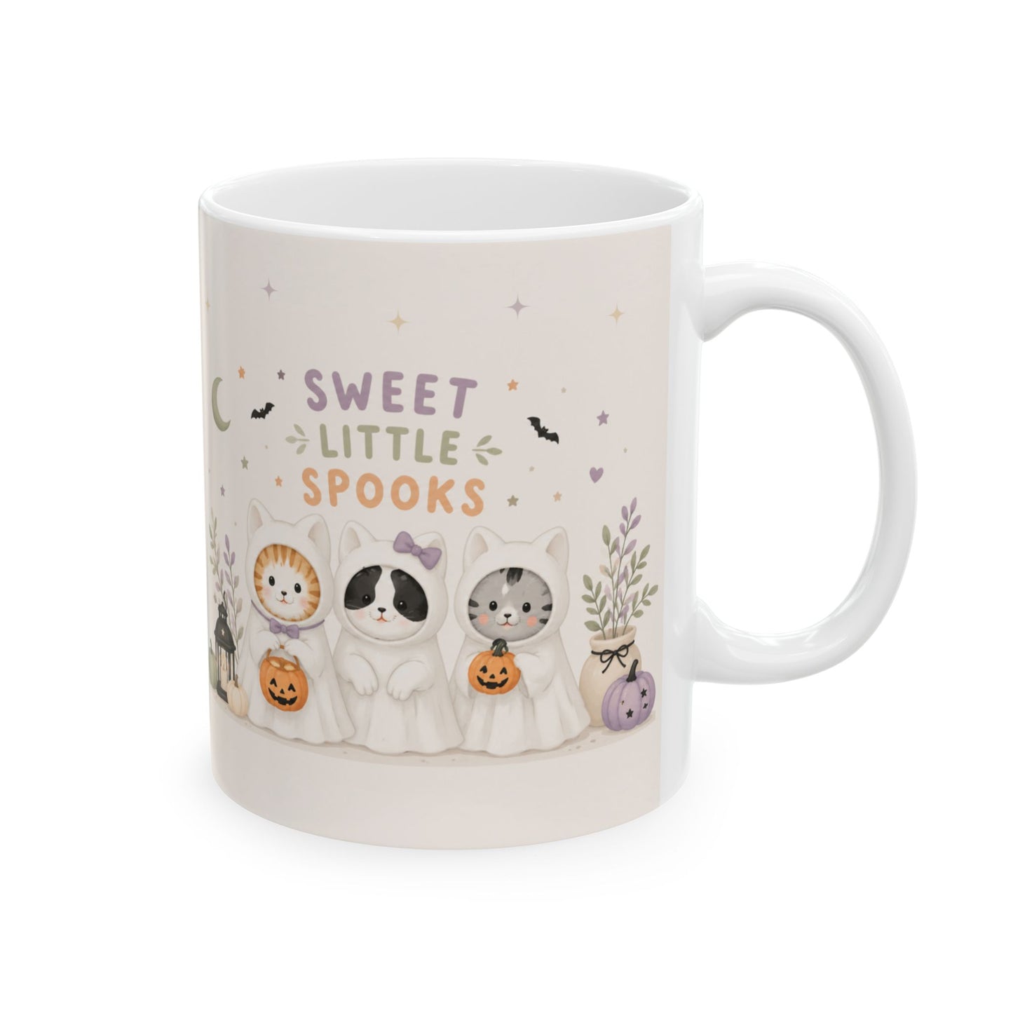 Halloween Animal Crew Ceramic Mug (11oz, 15oz) — Cute Spooky Pumpkin & Lion Design