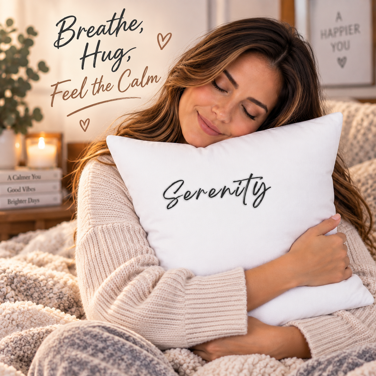 Serenity Accent Pillow Minimal Script Decor