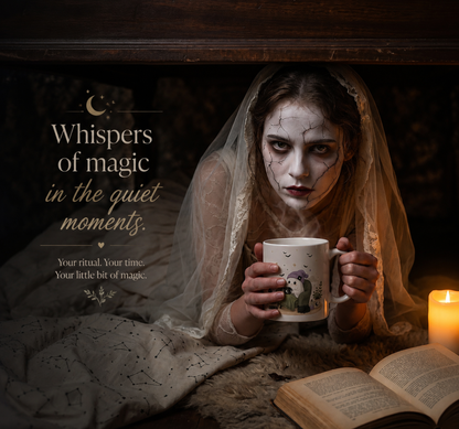 Cozy Halloween Reading Mug Cute Ghost & Cat