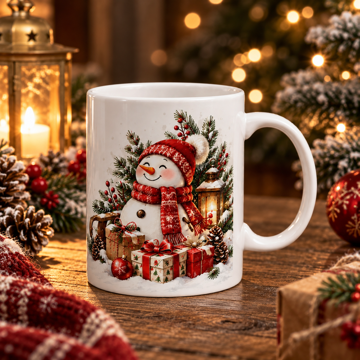 Merry & Bright Christmas Ceramic Mug | Festive Holiday Gift