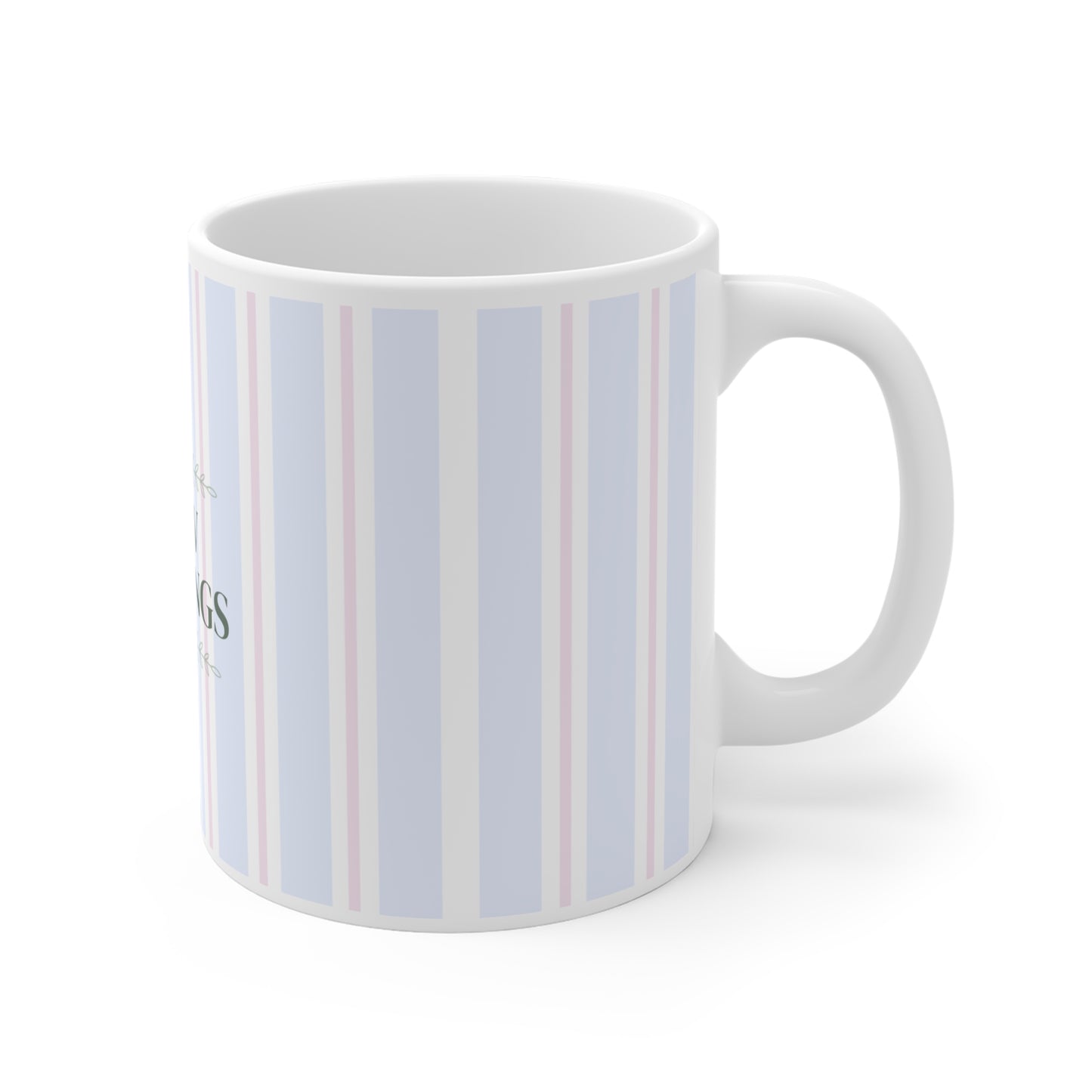 Slow Mornings Striped Ceramic Mug | Relaxing Coffee Gift