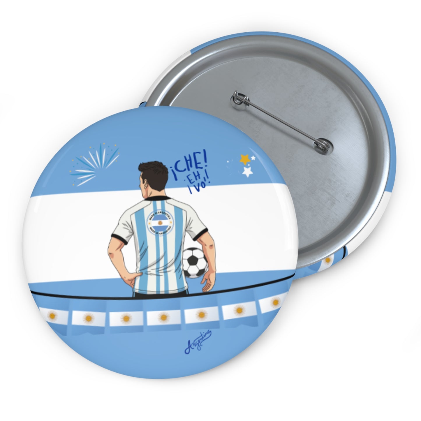 Argentine Football Player Pin Button | Soccer Fan Gift