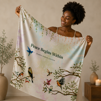 Peace Begins Within Wall Tapestry | Mindfulness Bird Art