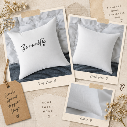 Serenity Accent Pillow Minimal Script Decor