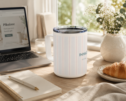Minimal Striped Insulated Coffee Mug | Modern Design Gift