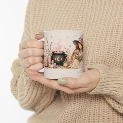 Cozy Witch Girl Reading Mug | Ceramic Coffee Cup