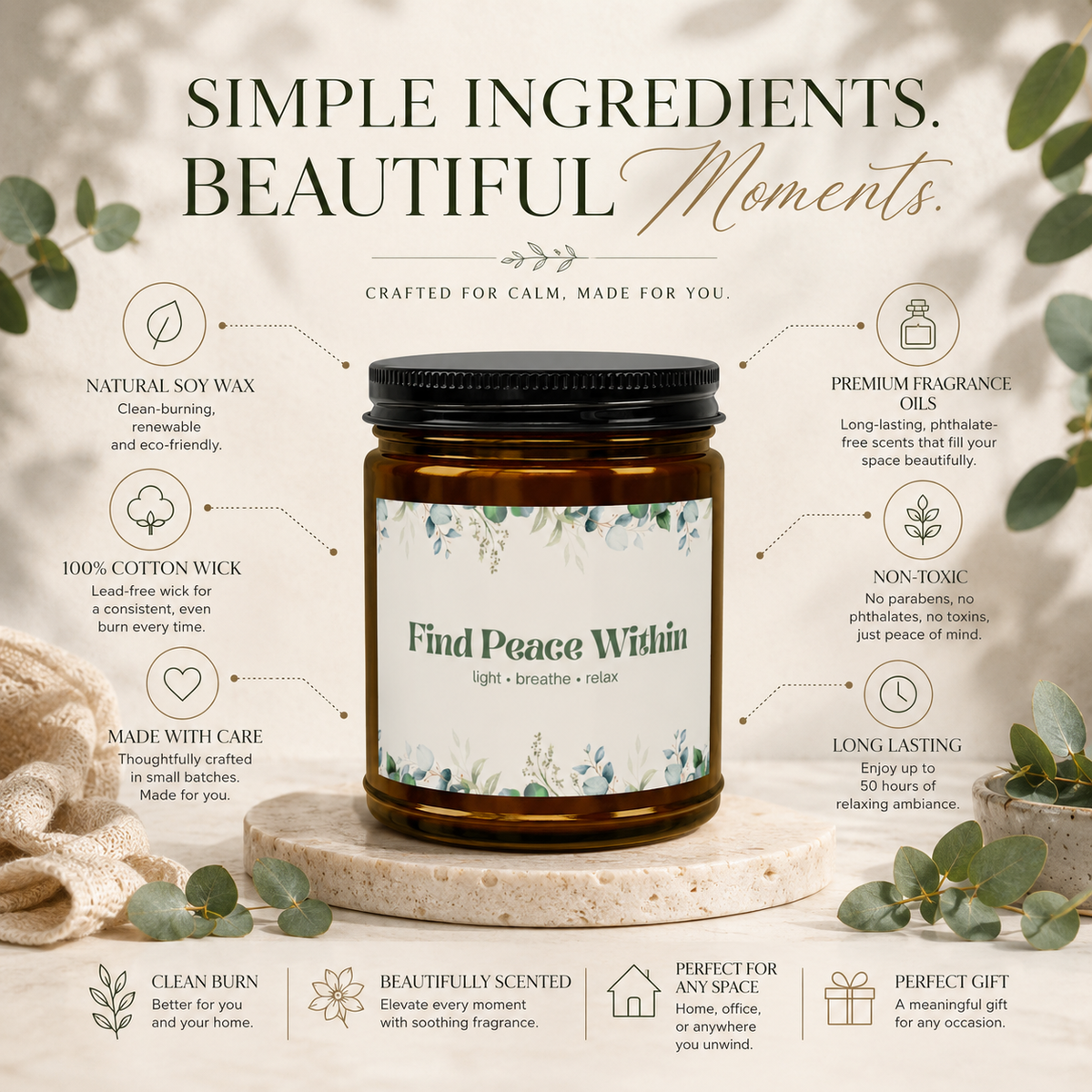 Find Peace Within Eucalyptus Candle