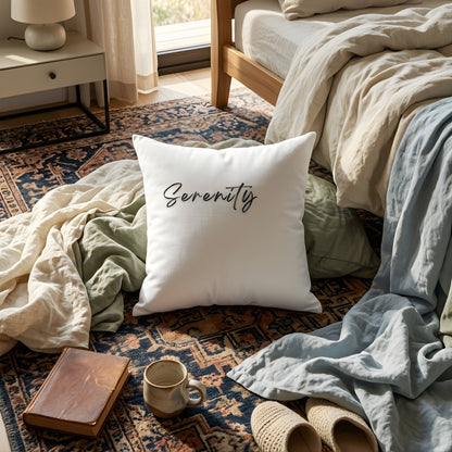 Serenity Accent Pillow Minimal Script Decor