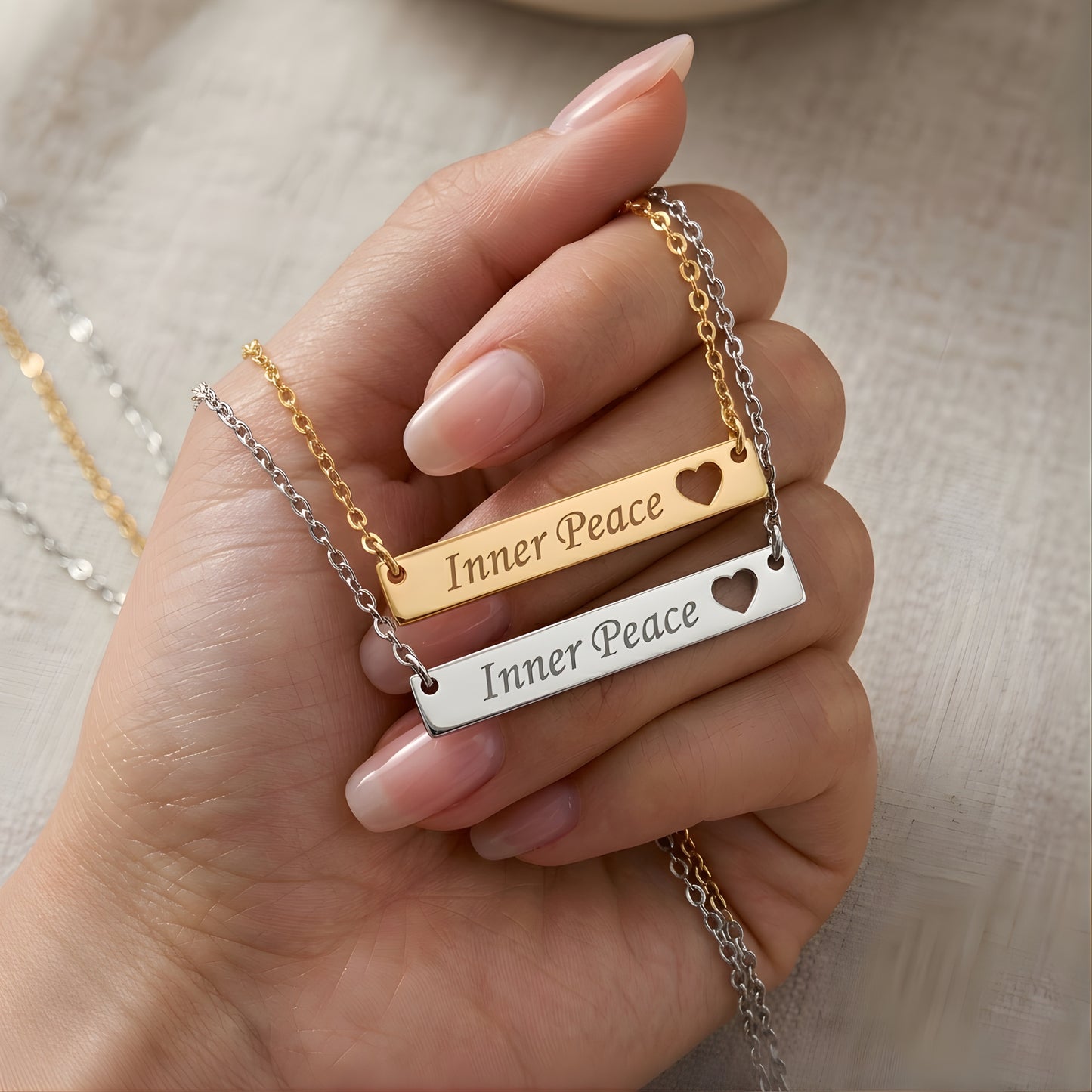Personalized Heart Bar Necklace