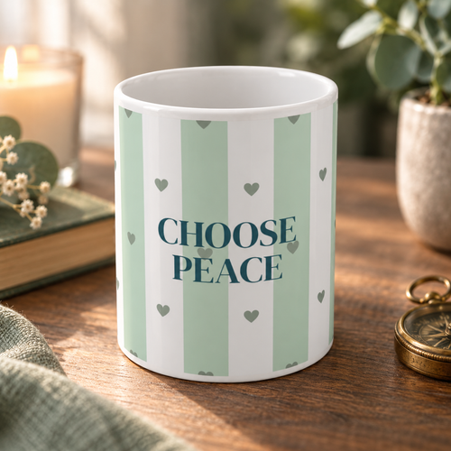 Choose Peace Heart Stripe Mug