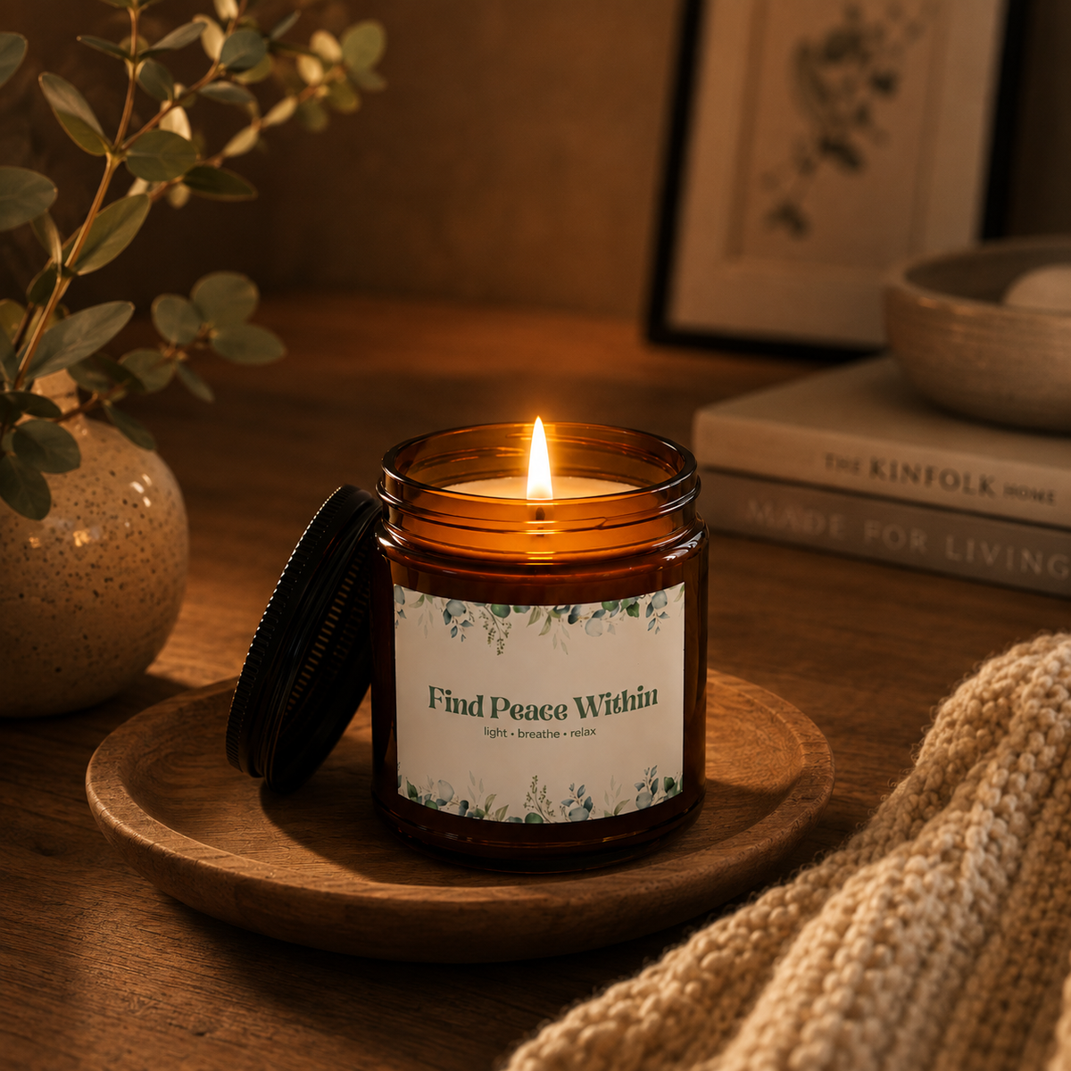 Find Peace Within Eucalyptus Candle