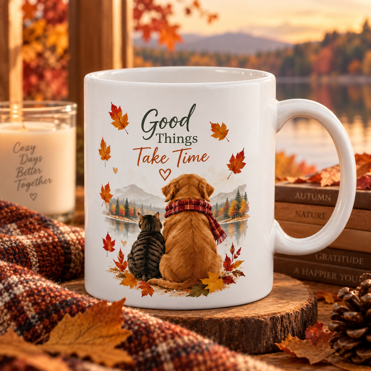 Autumn Animals Ceramic Mug | Cozy Fall Gift for Pet Lovers