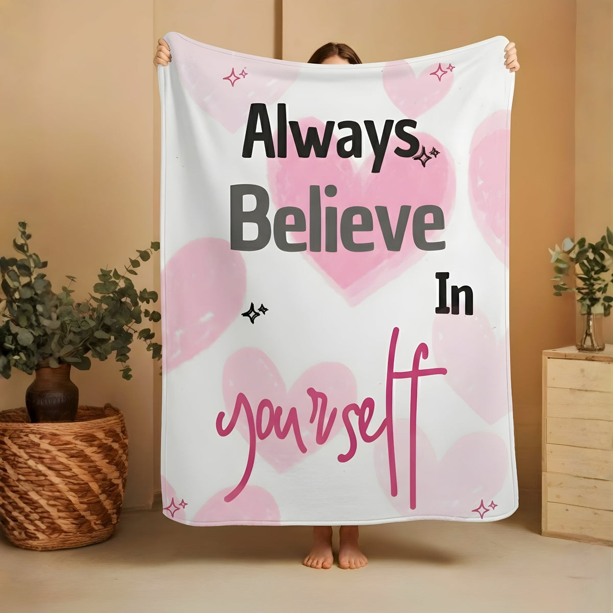 Always Believe In Yourself Velveteen Plush Blanket - All Over Prints - affirmation blanket - comfort blanket - Photo 5