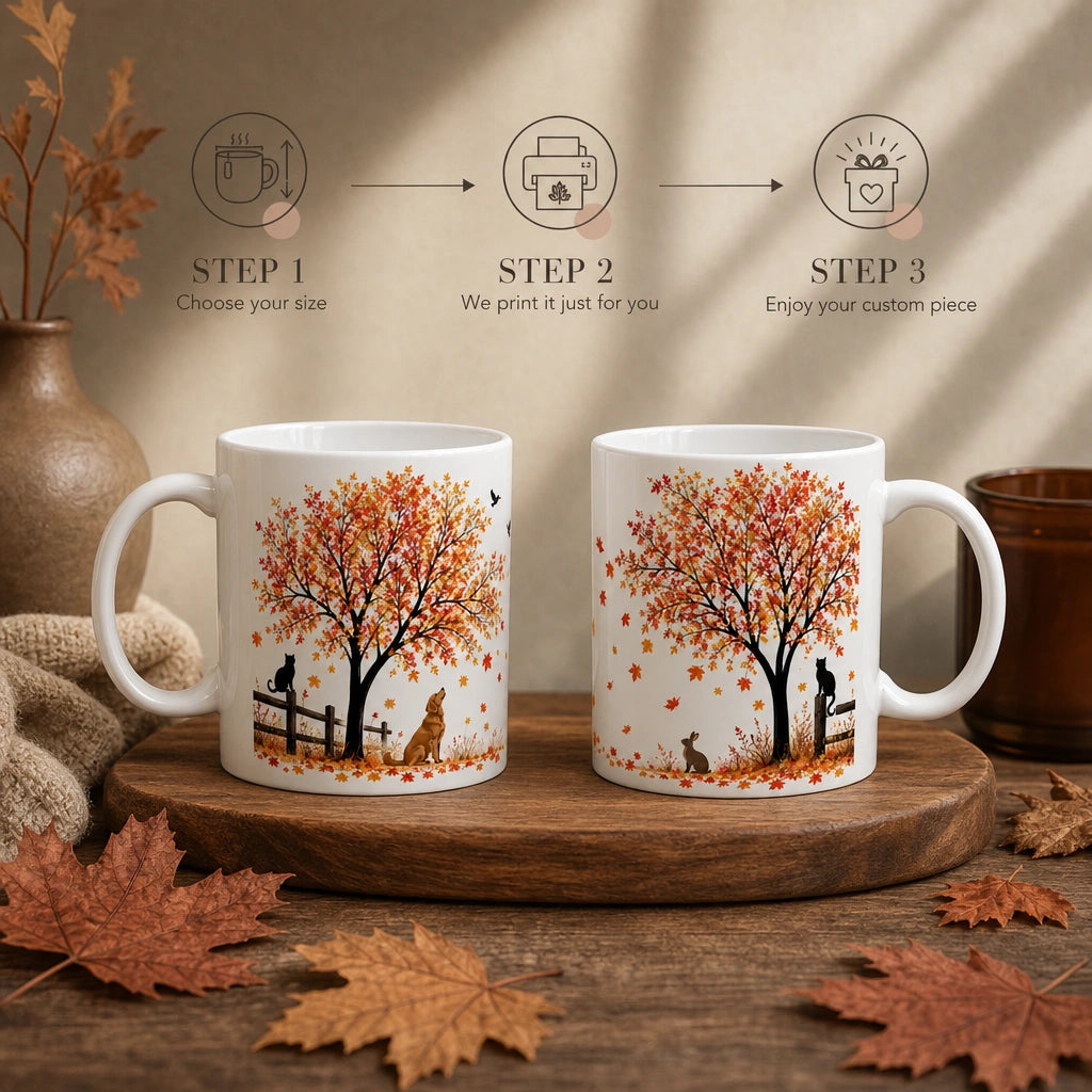 Autumn Animals Ceramic Mug | Fall Season Gift - new - Personalization Process