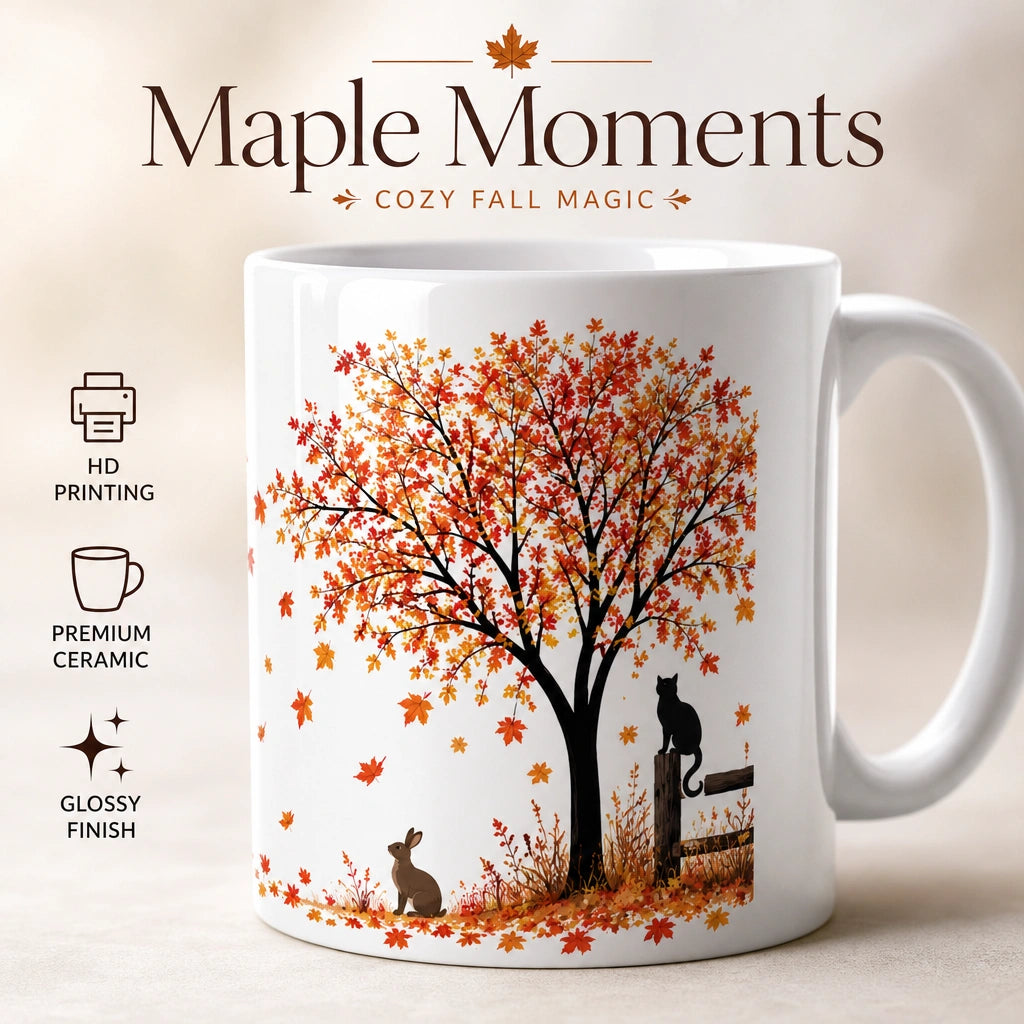 Autumn Animals Ceramic Mug | Fall Season Gift - new - Premium Detail