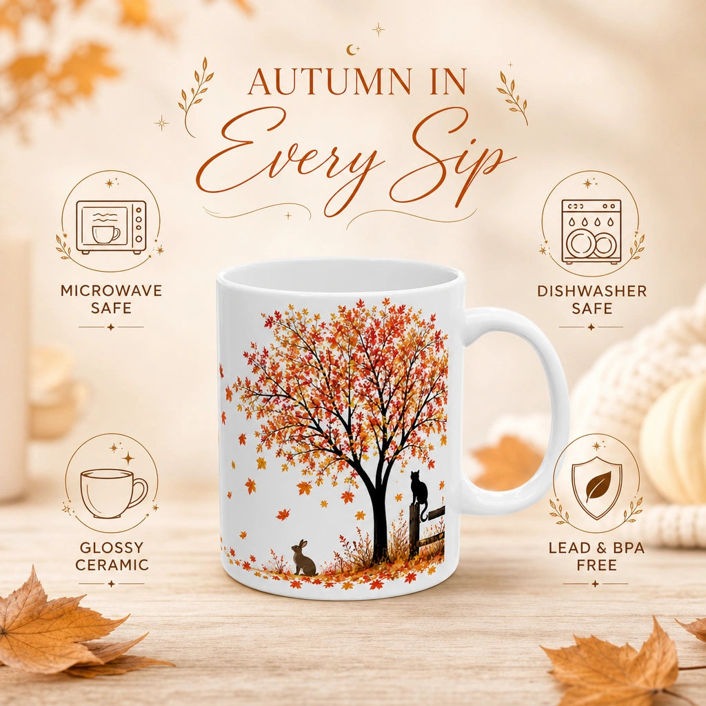 Autumn Animals Ceramic Mug | Fall Season Gift - new - Product Feature