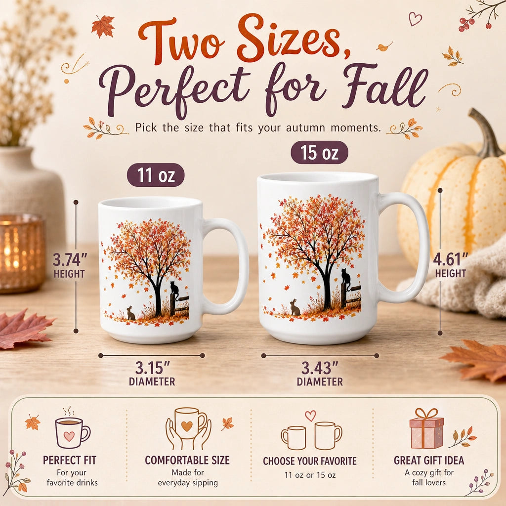 Autumn Animals Ceramic Mug | Fall Season Gift - new - Variants Size