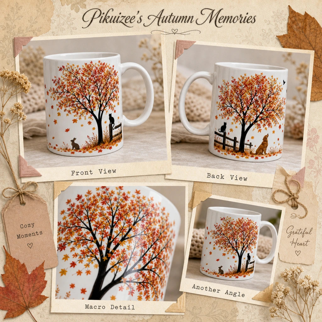 Autumn Animals Ceramic Mug | Fall Season Gift - new - Wrap Around Artwork