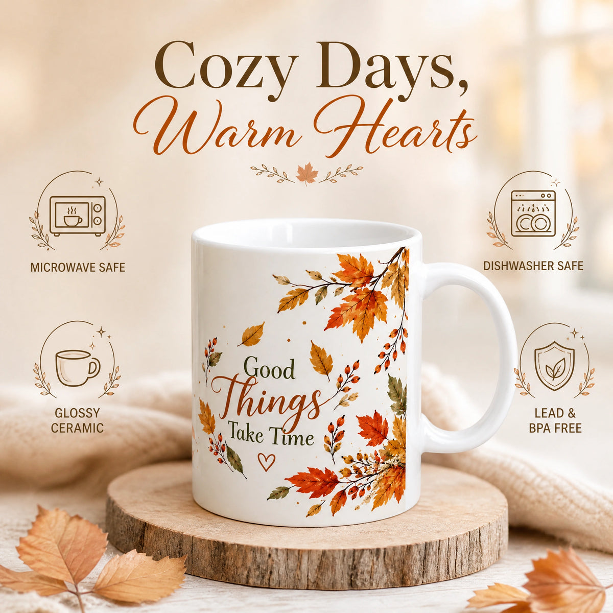 Autumn Fall Ceramic Mug | Cozy Seasonal Gift - new - Product Feature
