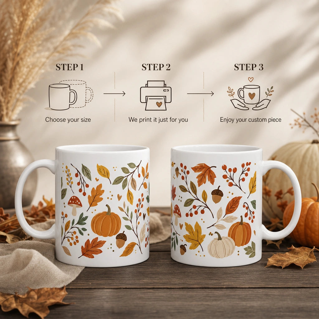 Autumn Fall Leaves Ceramic Mug | Seasonal Gift - new - Personalization Process