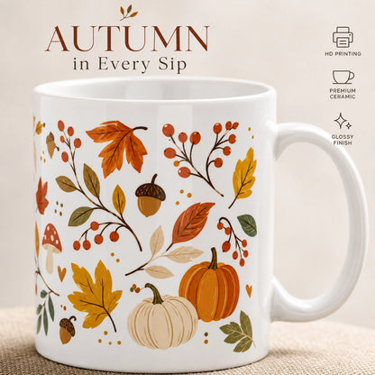 Autumn Fall Leaves Ceramic Mug | Seasonal Gift - new - Premium Detail