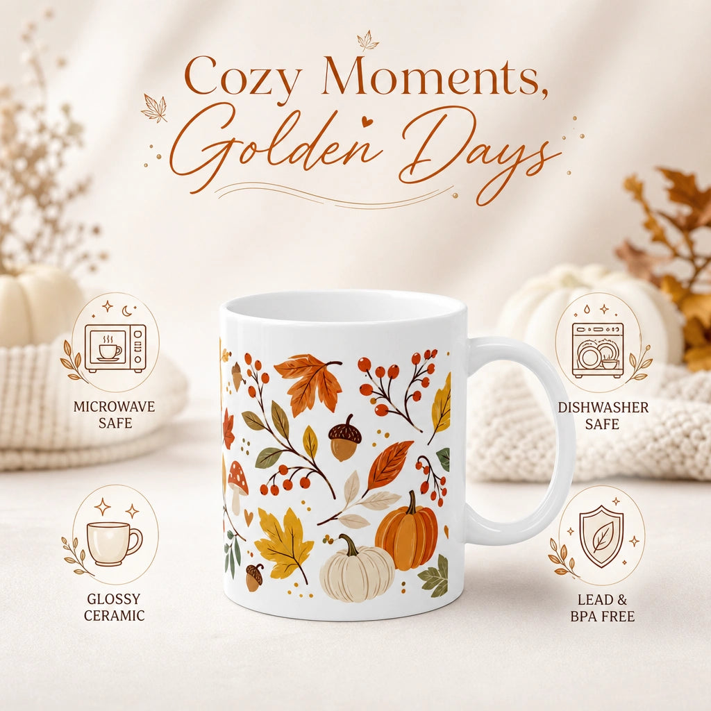 Autumn Fall Leaves Ceramic Mug | Seasonal Gift - new - Product Feature
