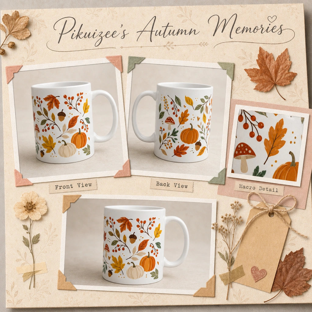 Autumn Fall Leaves Ceramic Mug | Seasonal Gift - new - Wrap Around Artwork