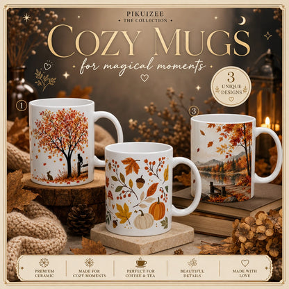 Autumn Fox Ceramic Mug | Fall Leaves Coffee Gift - new - Complete Collection