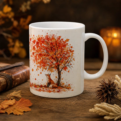 Autumn Fox Ceramic Mug | Fall Leaves Coffee Gift - new - Hero