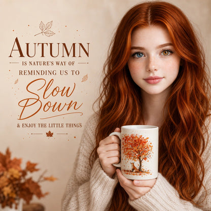 Autumn Fox Ceramic Mug | Fall Leaves Coffee Gift - new - Seasonal Ritual