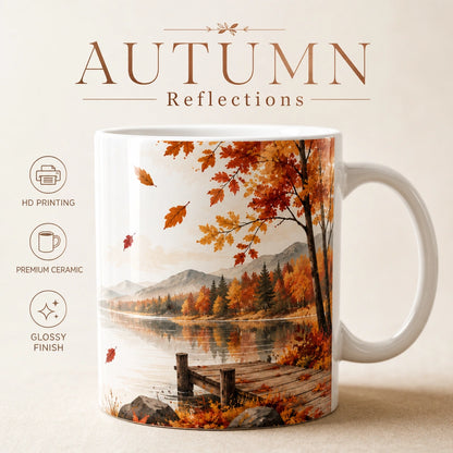 Autumn Lake Scenic Ceramic Mug | Fall Landscape Gift - new - Premium Detail