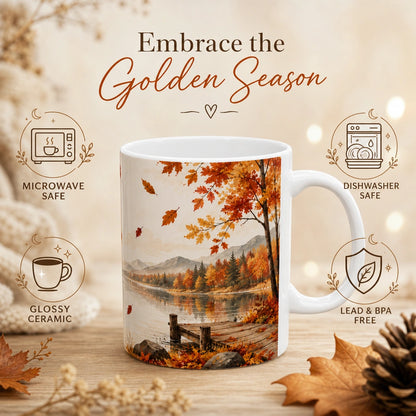 Autumn Lake Scenic Ceramic Mug | Fall Landscape Gift - new - Product Feature
