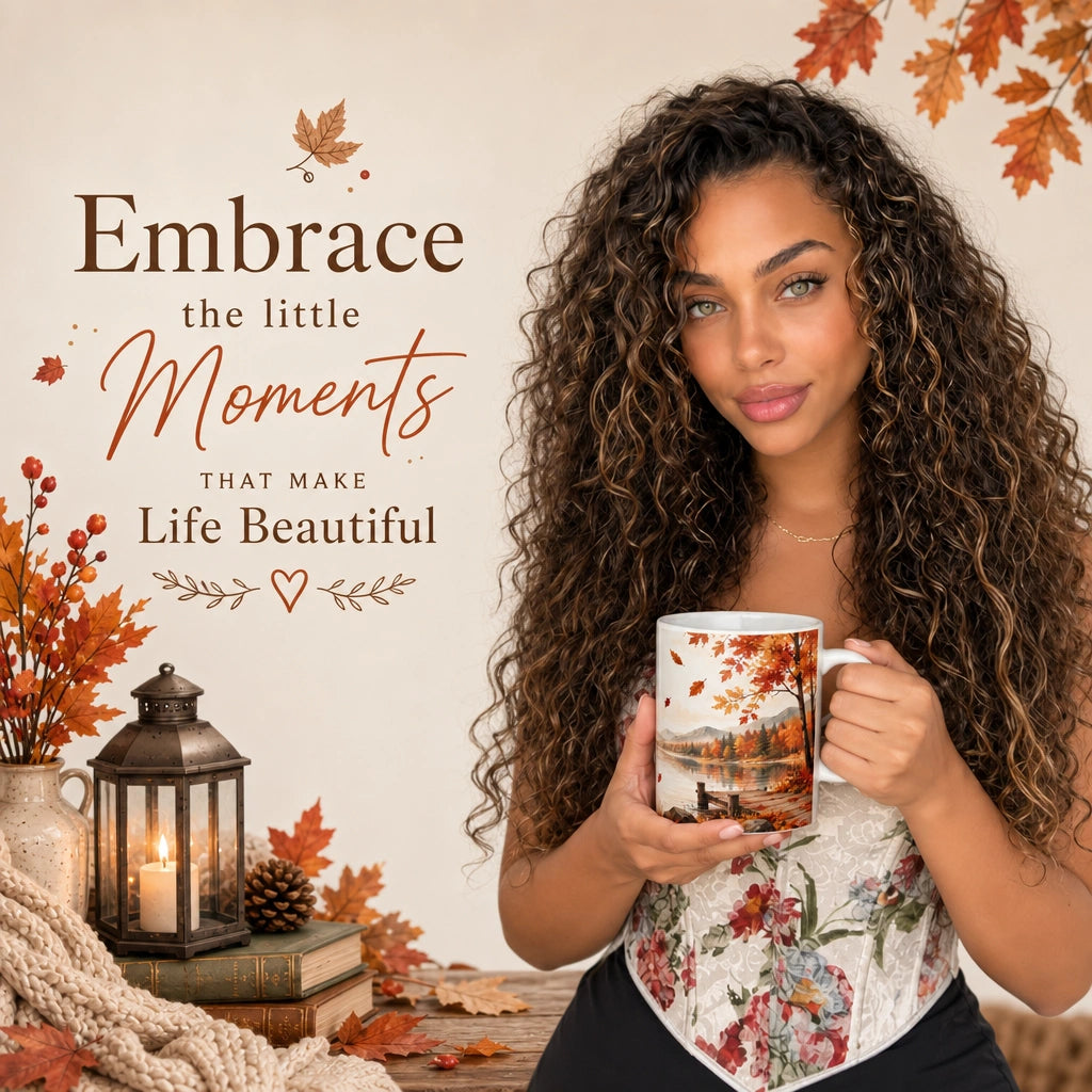 Autumn Lake Scenic Ceramic Mug | Fall Landscape Gift - new - Seasonal Ritual