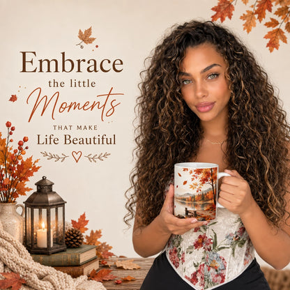 Autumn Lake Scenic Ceramic Mug | Fall Landscape Gift - new - Seasonal Ritual