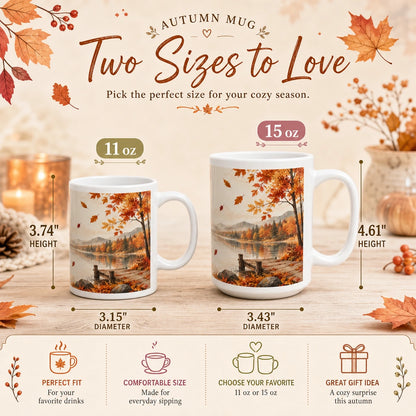 Autumn Lake Scenic Ceramic Mug | Fall Landscape Gift - new - Variants Size