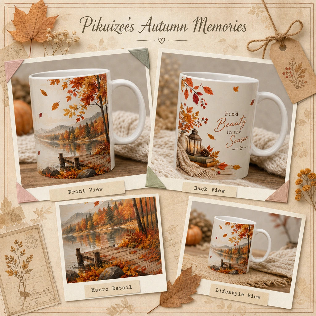 Autumn Lake Scenic Ceramic Mug | Fall Landscape Gift - new - Wrap Around Artwork
