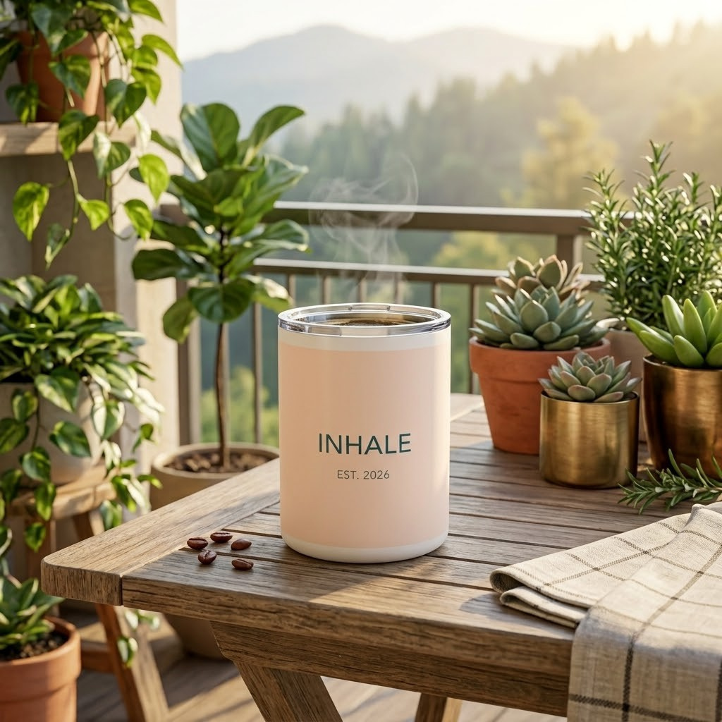 Inhale Est 2026 Minimalist Insulated Mug | Modern Wellness Gift