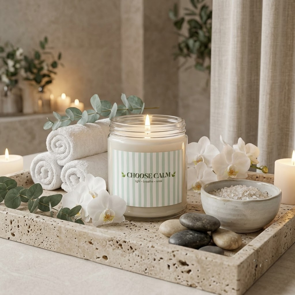 Choose Calm Motivational Scented Soy Candle | Wellness Gift