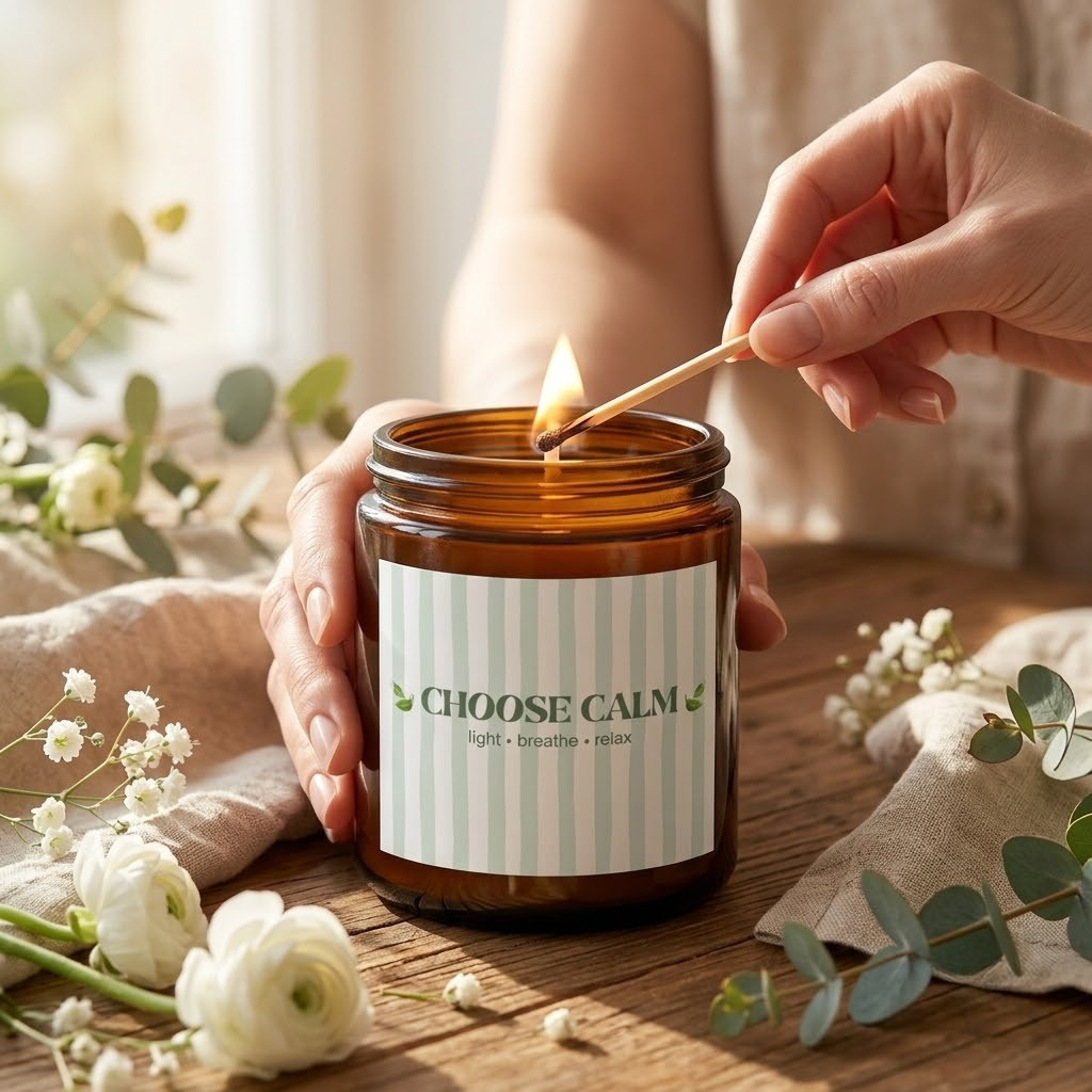 Choose Calm Motivational Scented Soy Candle | Wellness Gift