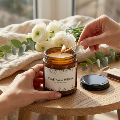 Eucalyptus Lavender Soy Candle | Wellness Mindfulness Gift