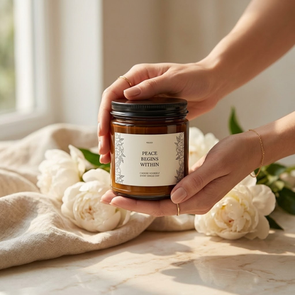 Peace Begins Within Soy Candle | Mindfulness Inspirational Gift
