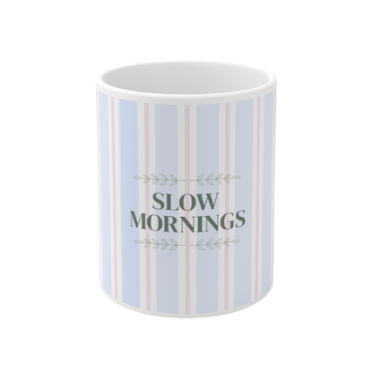 Slow Mornings Striped Ceramic Mug | Relaxing Coffee Gift