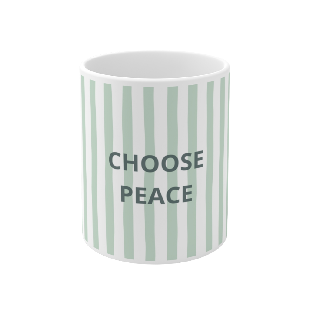 Peace Quote Ceramic Mug | Minimalist Striped Gift
