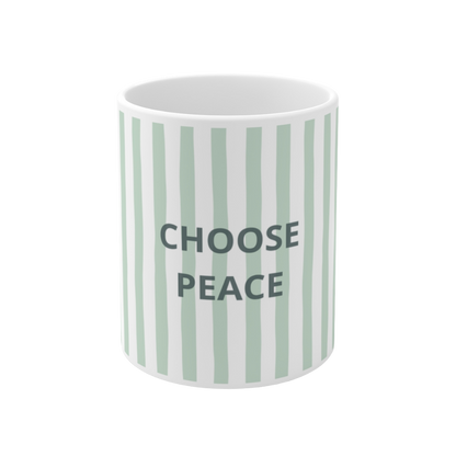 Peace Quote Ceramic Mug | Minimalist Striped Gift