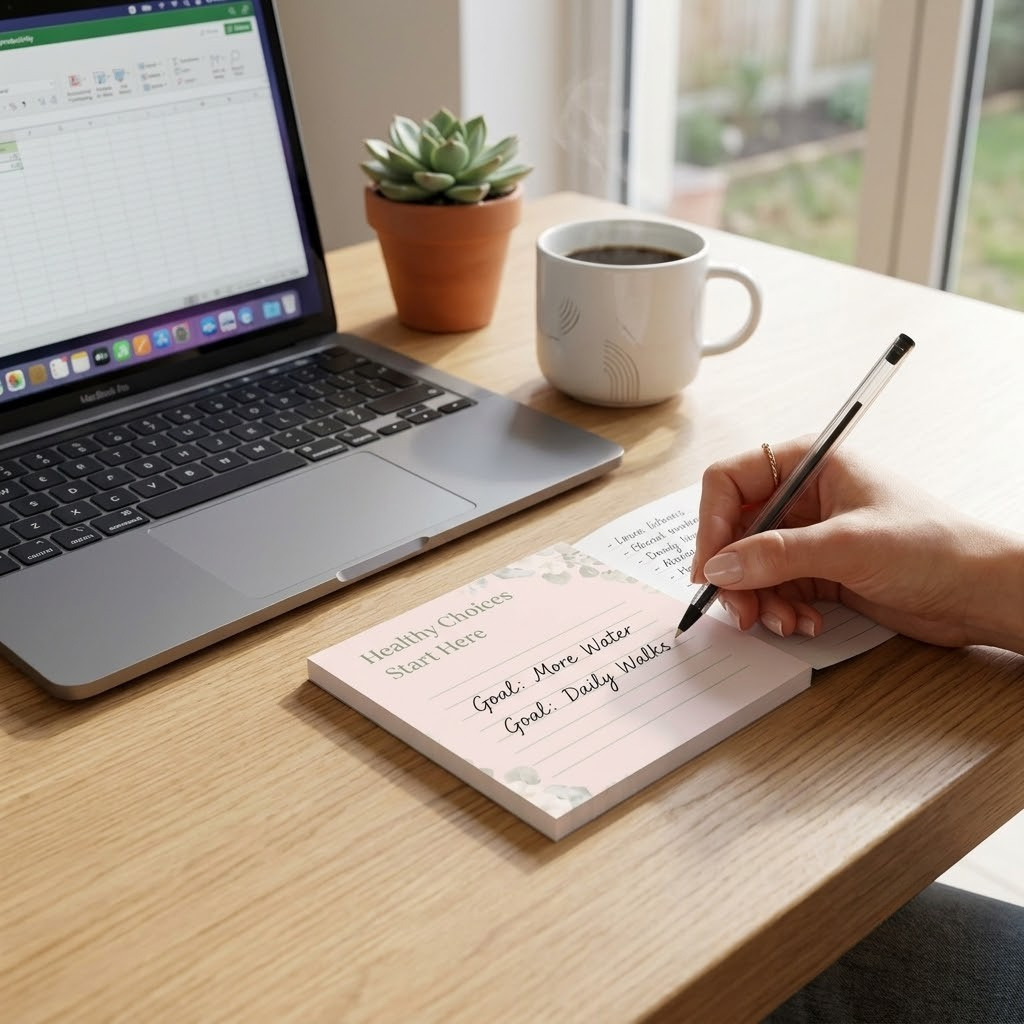 Healthy Choices Floral Sticky Notes | Wellness Reminder Pads